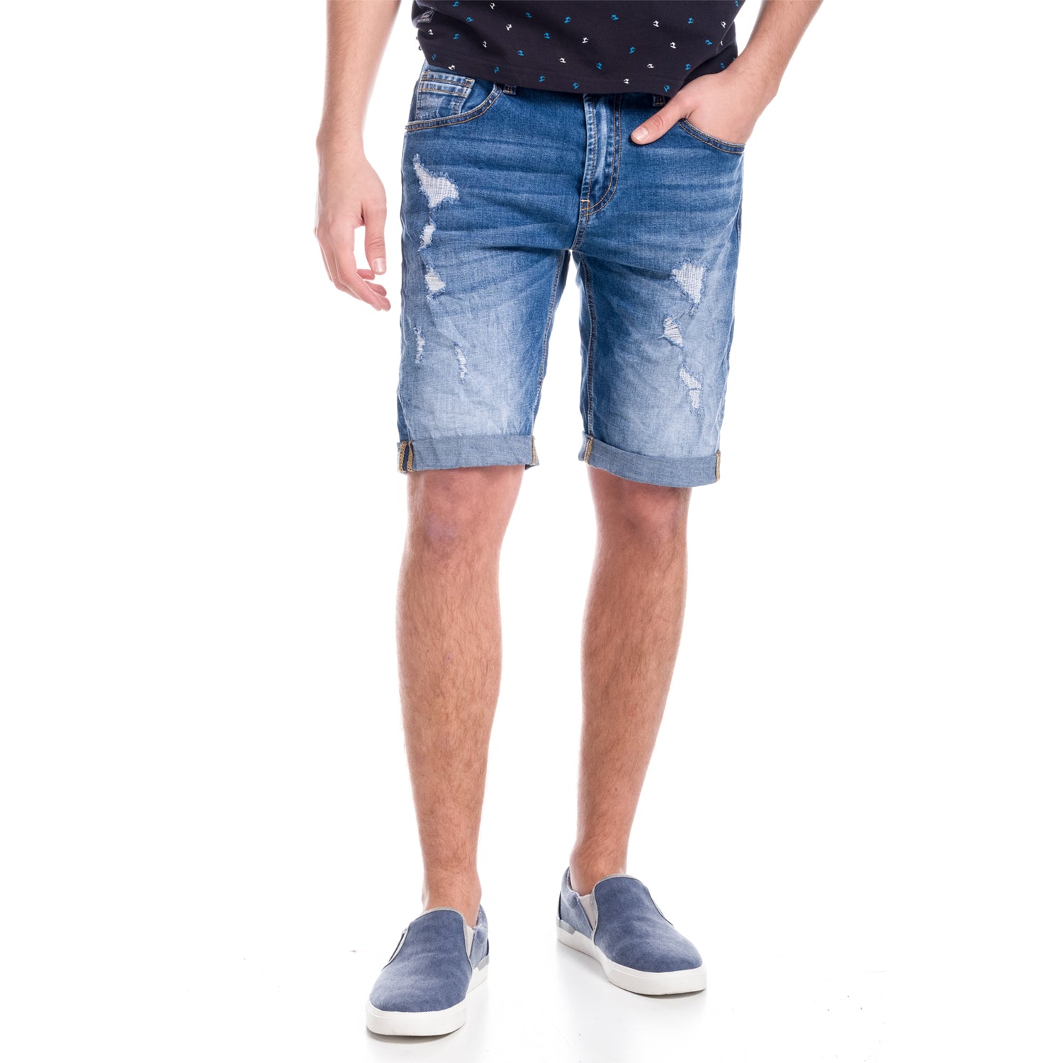 Bermuda Hombre Denim Slim Rotos Azul Claro – Koroshi 1811PS52