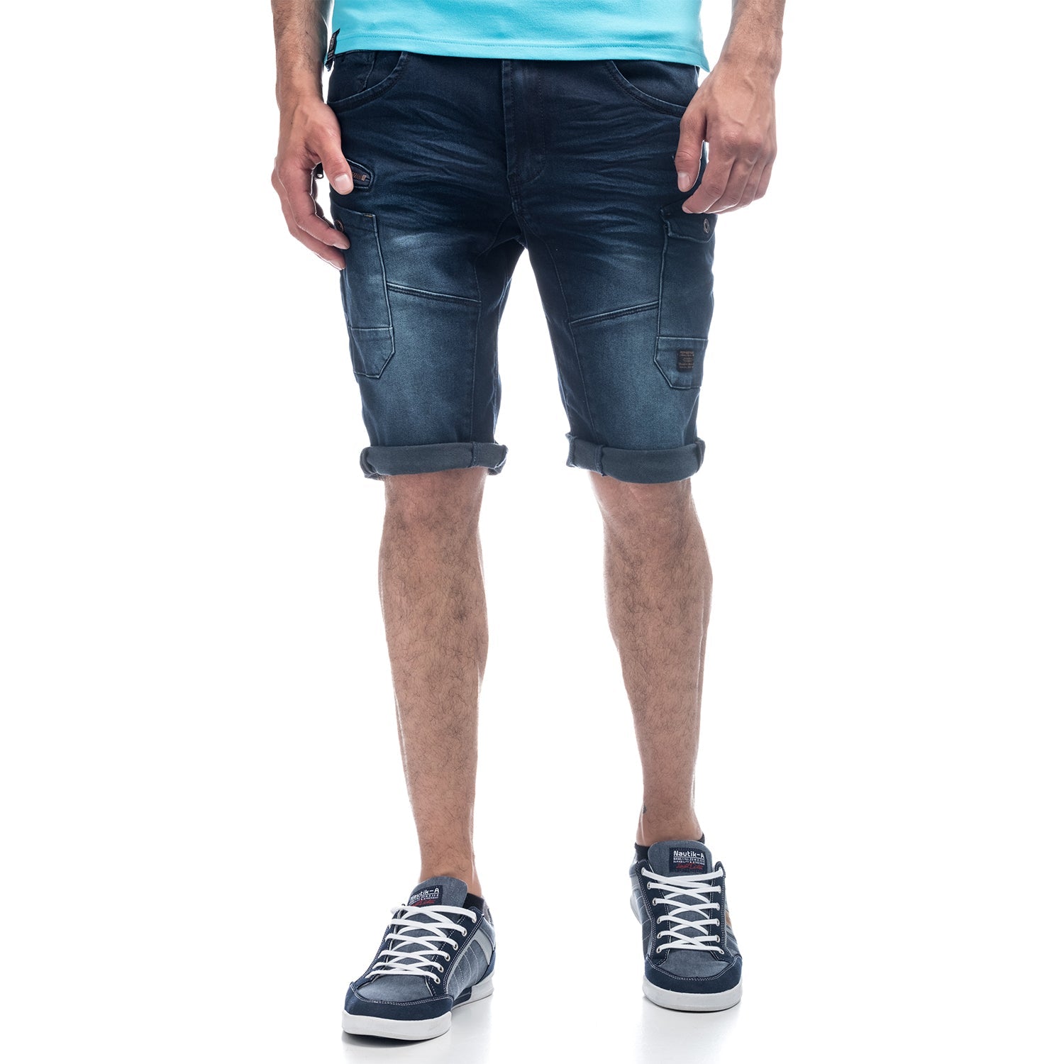 Bermuda Hombre Denim Elástica Detalle Cremallera – Koroshi Azul Oscuro