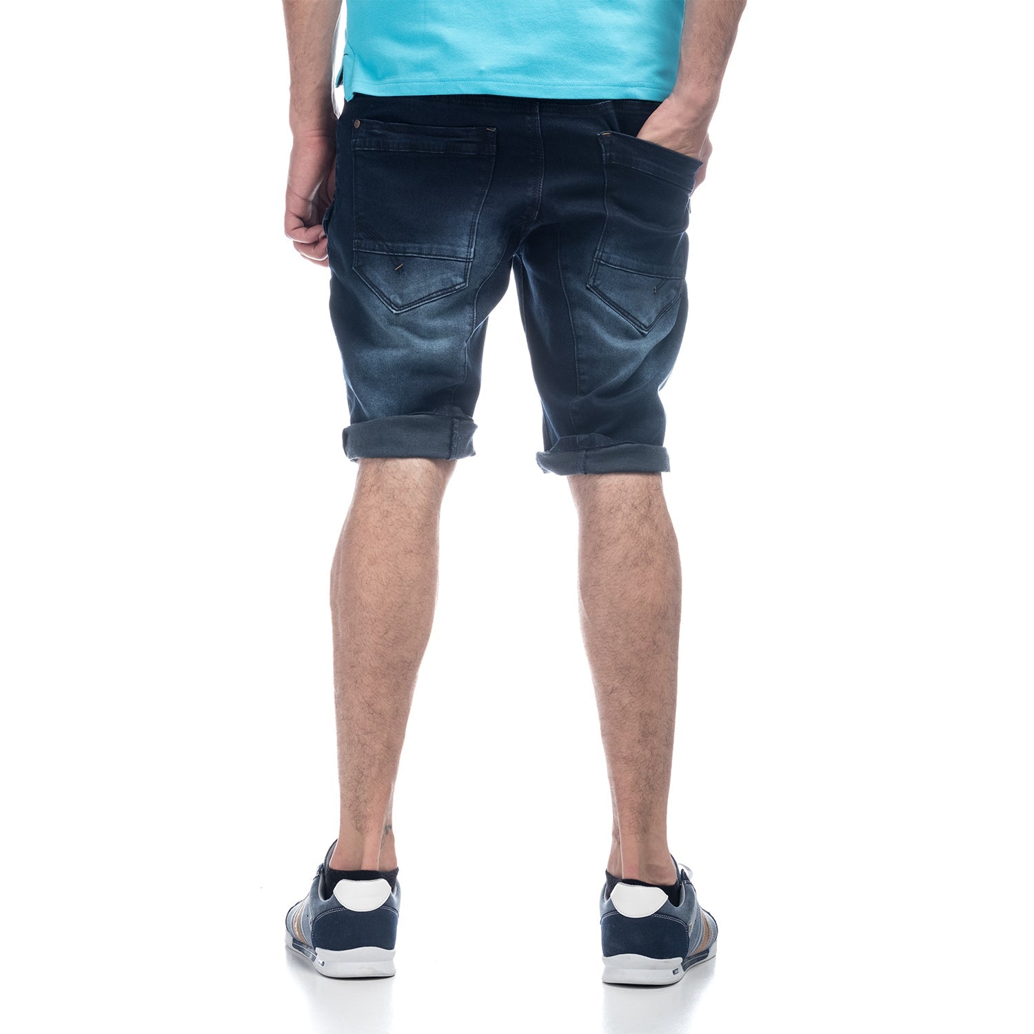 Bermuda Hombre Denim Elástica Detalle Cremallera – Koroshi Azul Oscuro