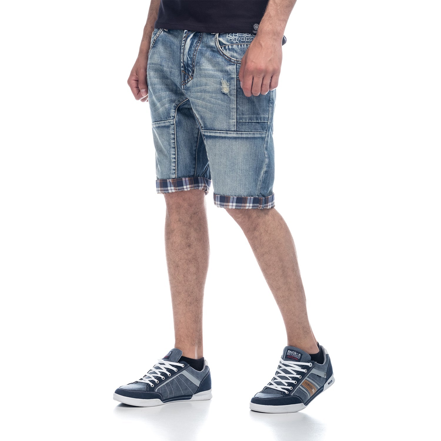 Bermuda Hombre Vaquera Lavada Vuelta Cuadros – Koroshi Azul Claro