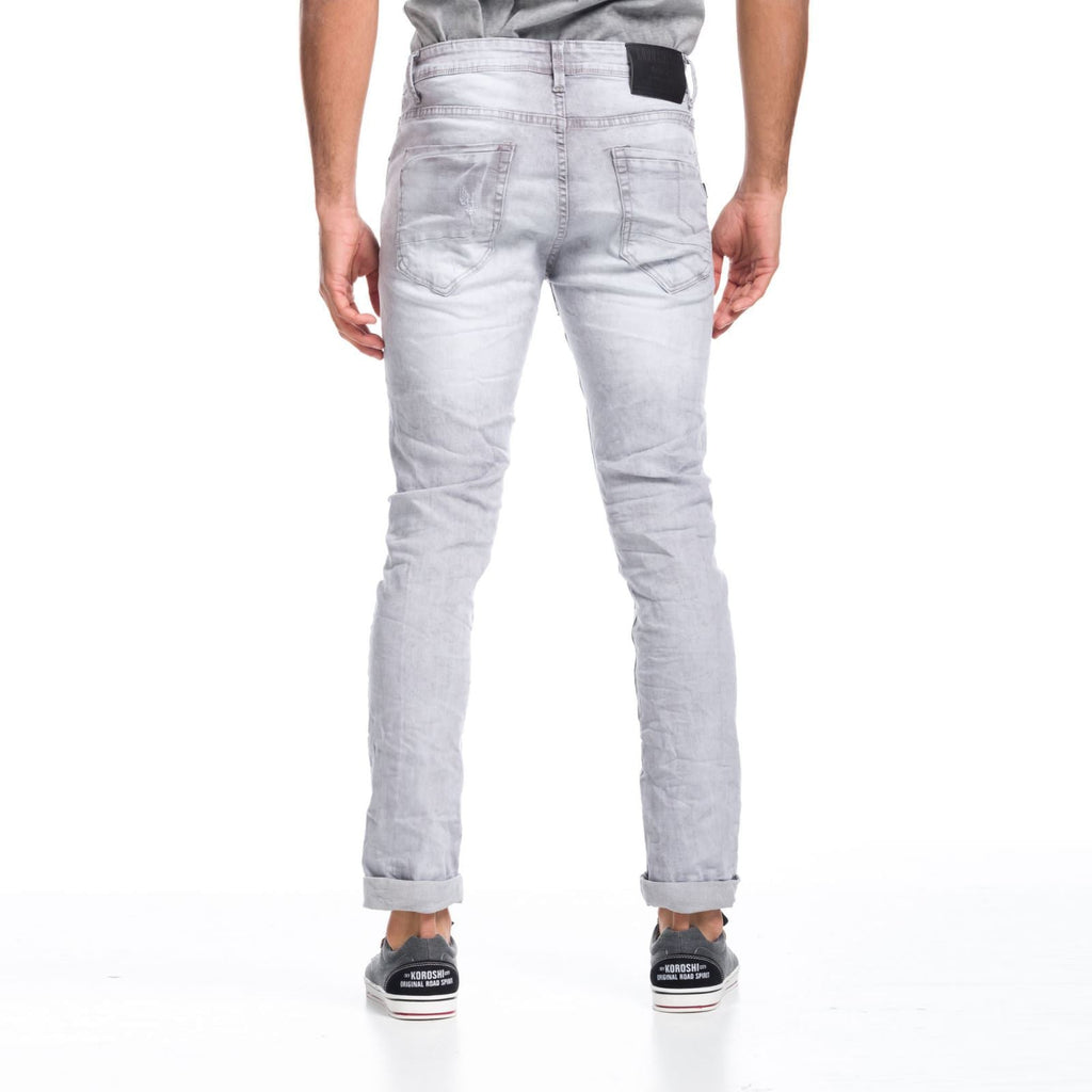 Pantalón Vaquero Hombre Slim Desgastado – Koroshi Gris Denim