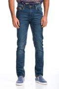 Pantalón Vaquero Hombre Slim con Costuras – Koroshi Azul Oscuro