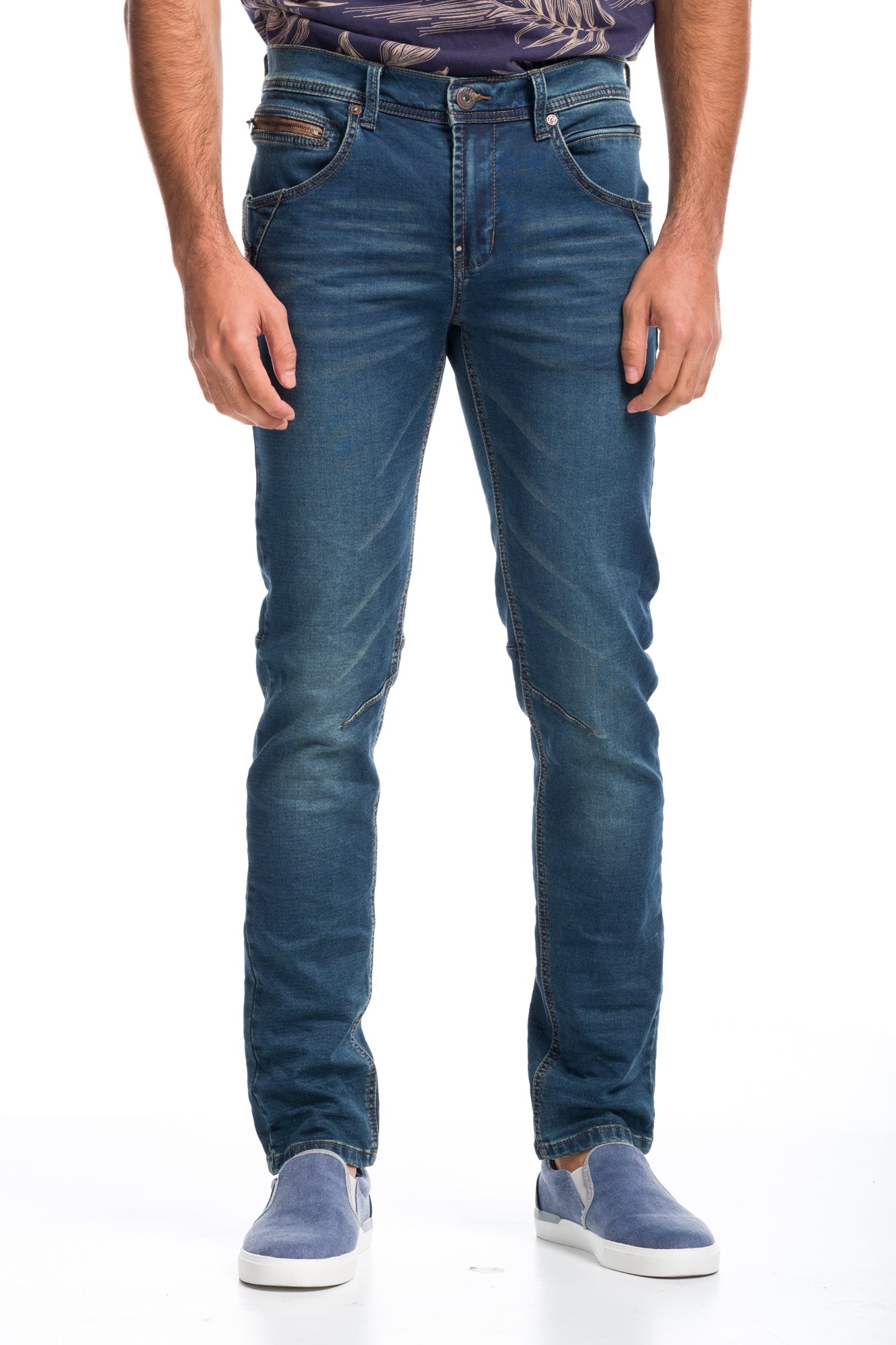 Pantalón Vaquero Hombre Slim con Costuras – Koroshi Azul Oscuro