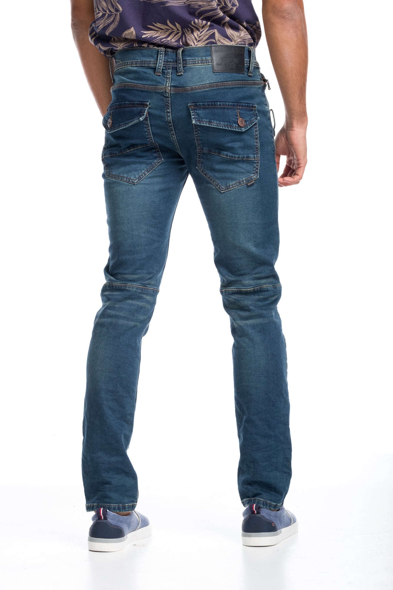 Pantalón Vaquero Hombre Slim con Costuras – Koroshi Azul Oscuro