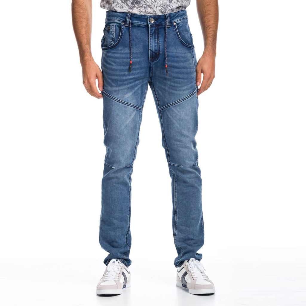 Pantalón Vaquero Hombre con Cordón Ajustable – Koroshi Azul Oscuro