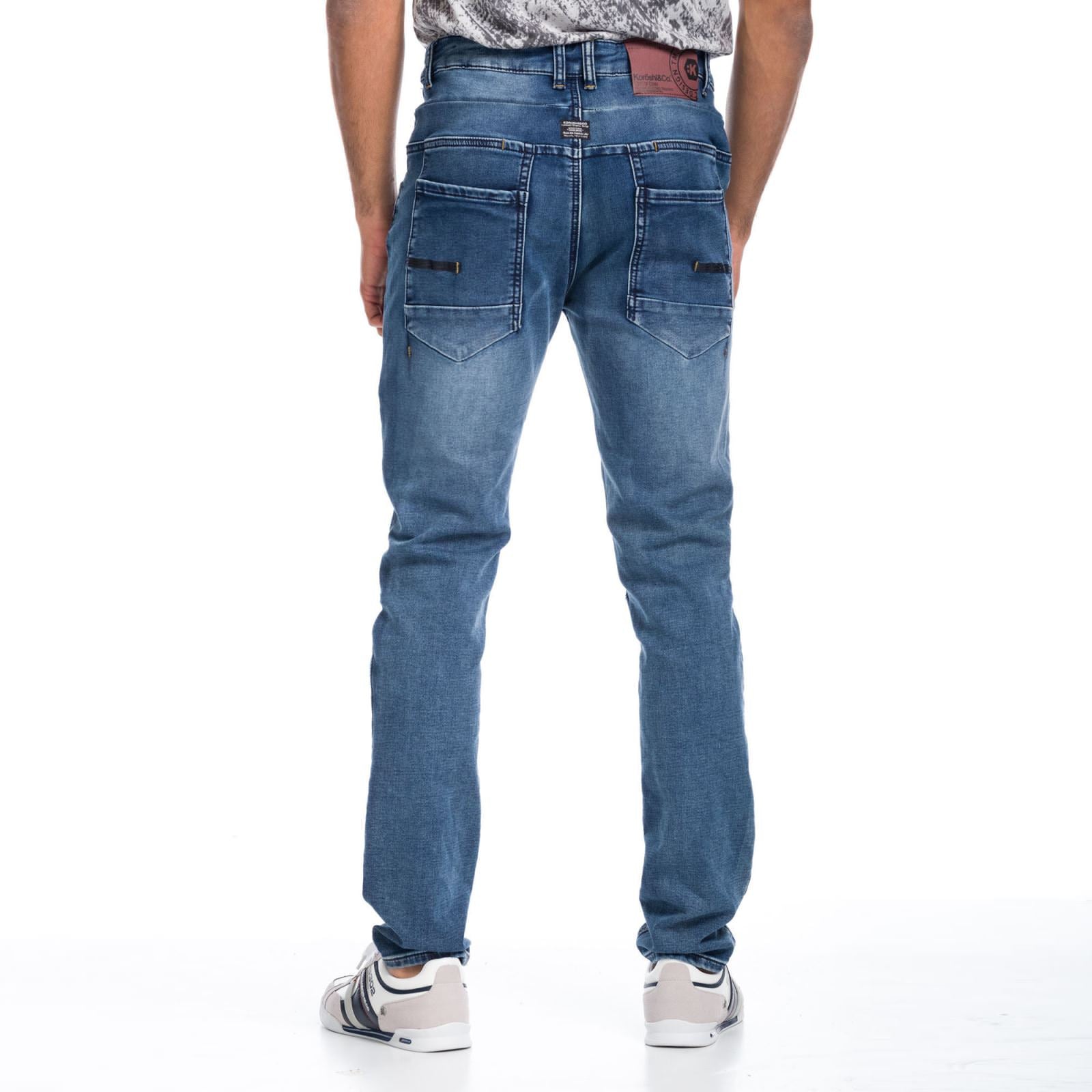 Pantalón Vaquero Hombre con Cordón Ajustable – Koroshi Azul Oscuro