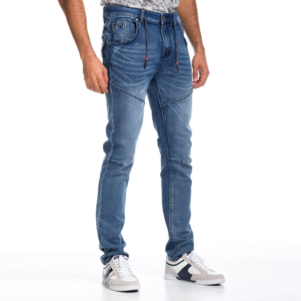 Pantalón Vaquero Hombre con Cordón Ajustable – Koroshi Azul Oscuro