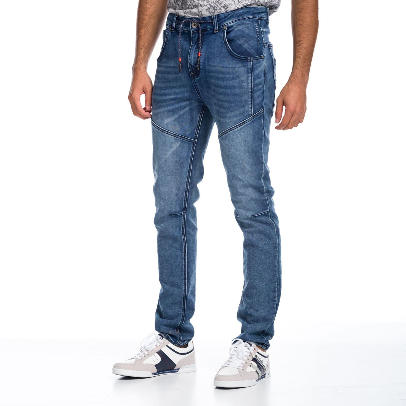 Pantalón Vaquero Hombre con Cordón Ajustable – Koroshi Azul Oscuro