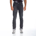 Pantalón Vaquero Slim Hombre con Costuras y Desgastes – Koroshi Negro Denim