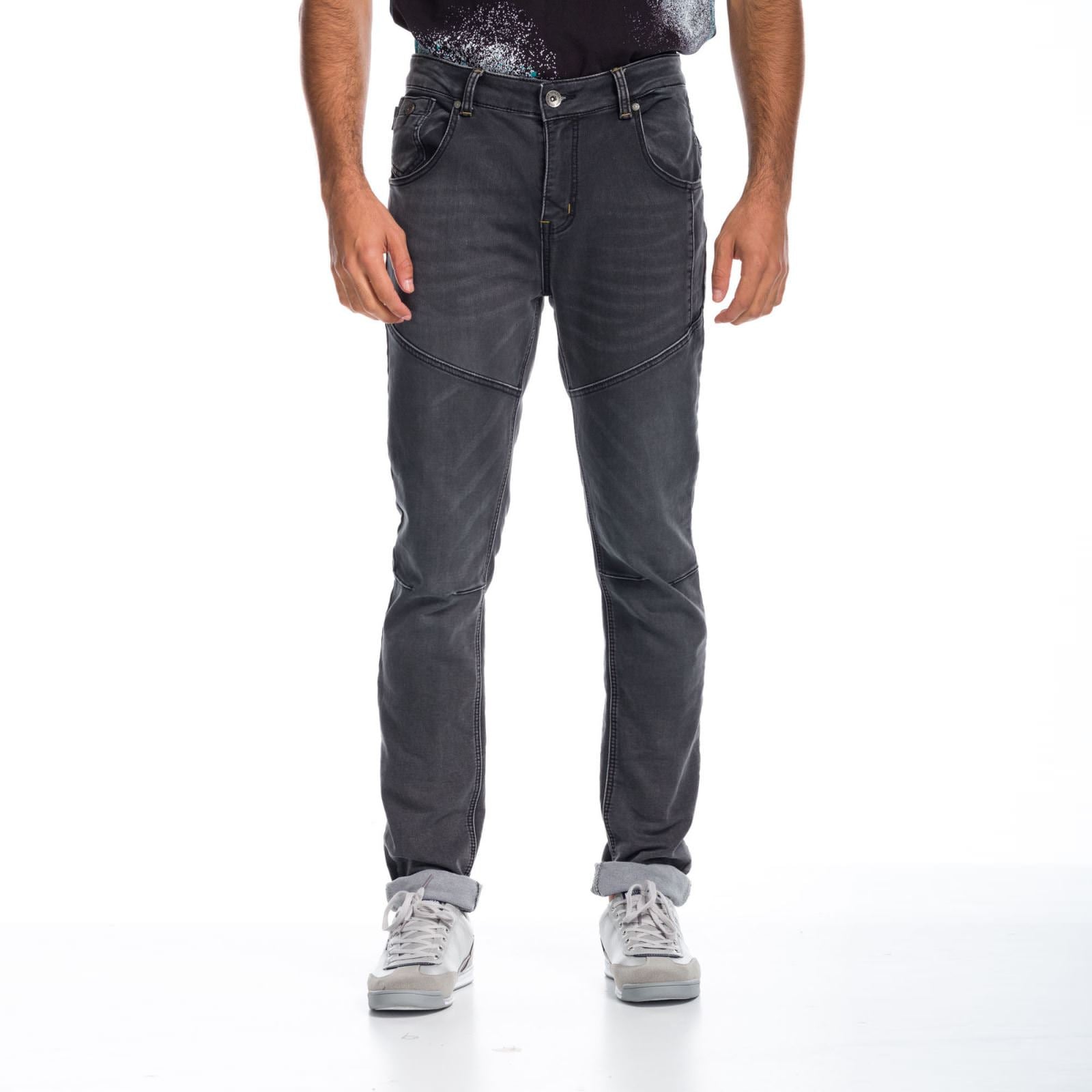 Pantalón Vaquero Slim Hombre con Costuras y Desgastes – Koroshi Negro Denim