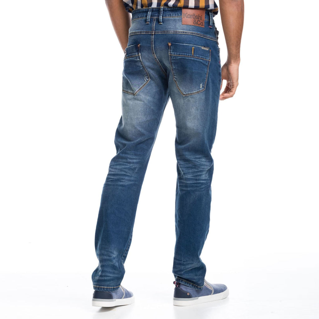 Pantalón Vaquero Regular Hombre con Cierre de Botones – Koroshi Azul Medio