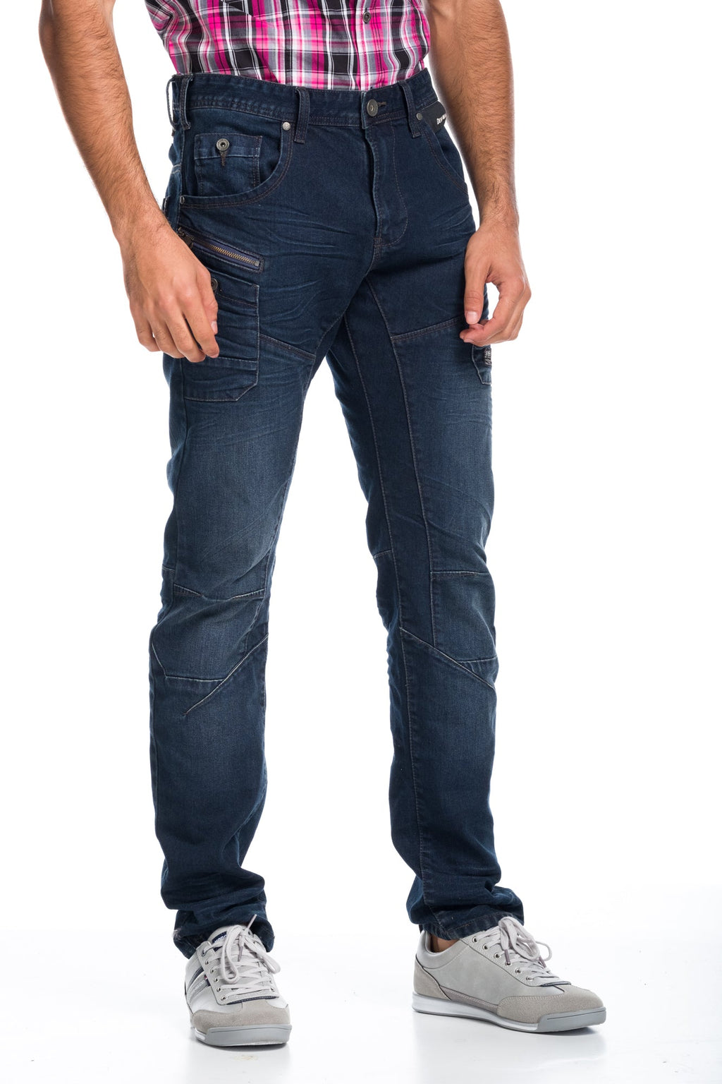 Pantalón Vaquero Cargo Hombre Multibolsillos y Costuras – Koroshi Azul Oscuro