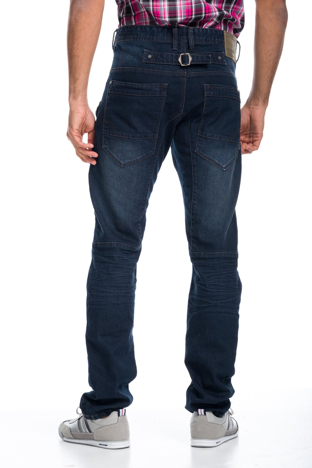 Pantalón Vaquero Cargo Hombre Multibolsillos y Costuras – Koroshi Azul Oscuro