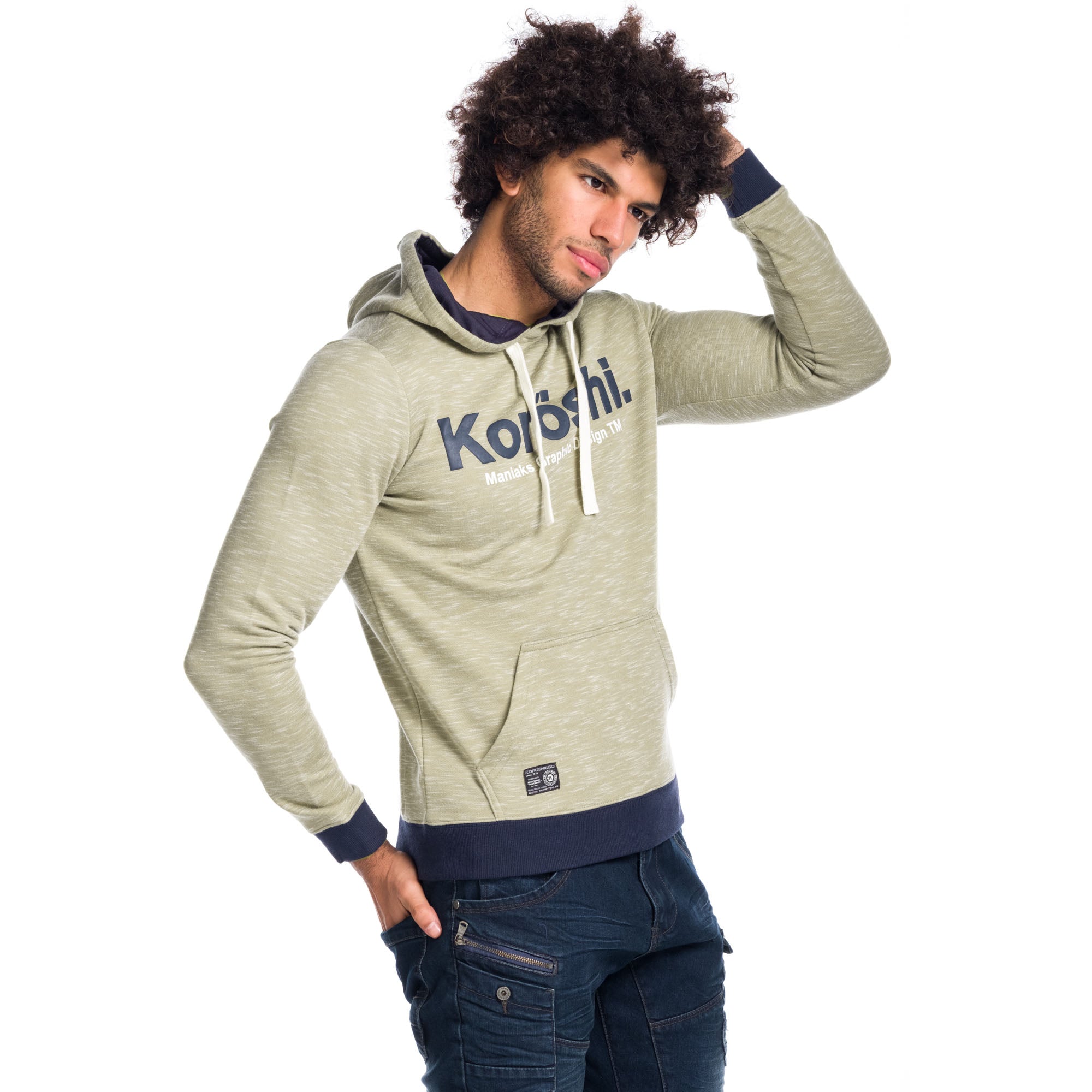 Sudadera con Capucha Hombre Felpa Jaspeada – Koroshi 1811SU15