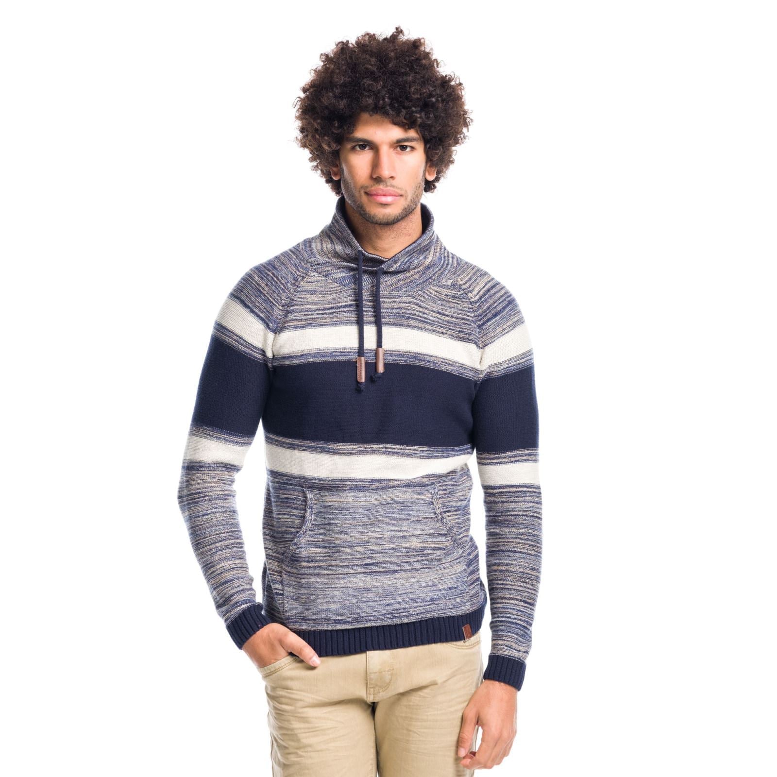 Jersey Tricot de Rayas Hombre Cuello Chimenea – Koroshi 1811TR03