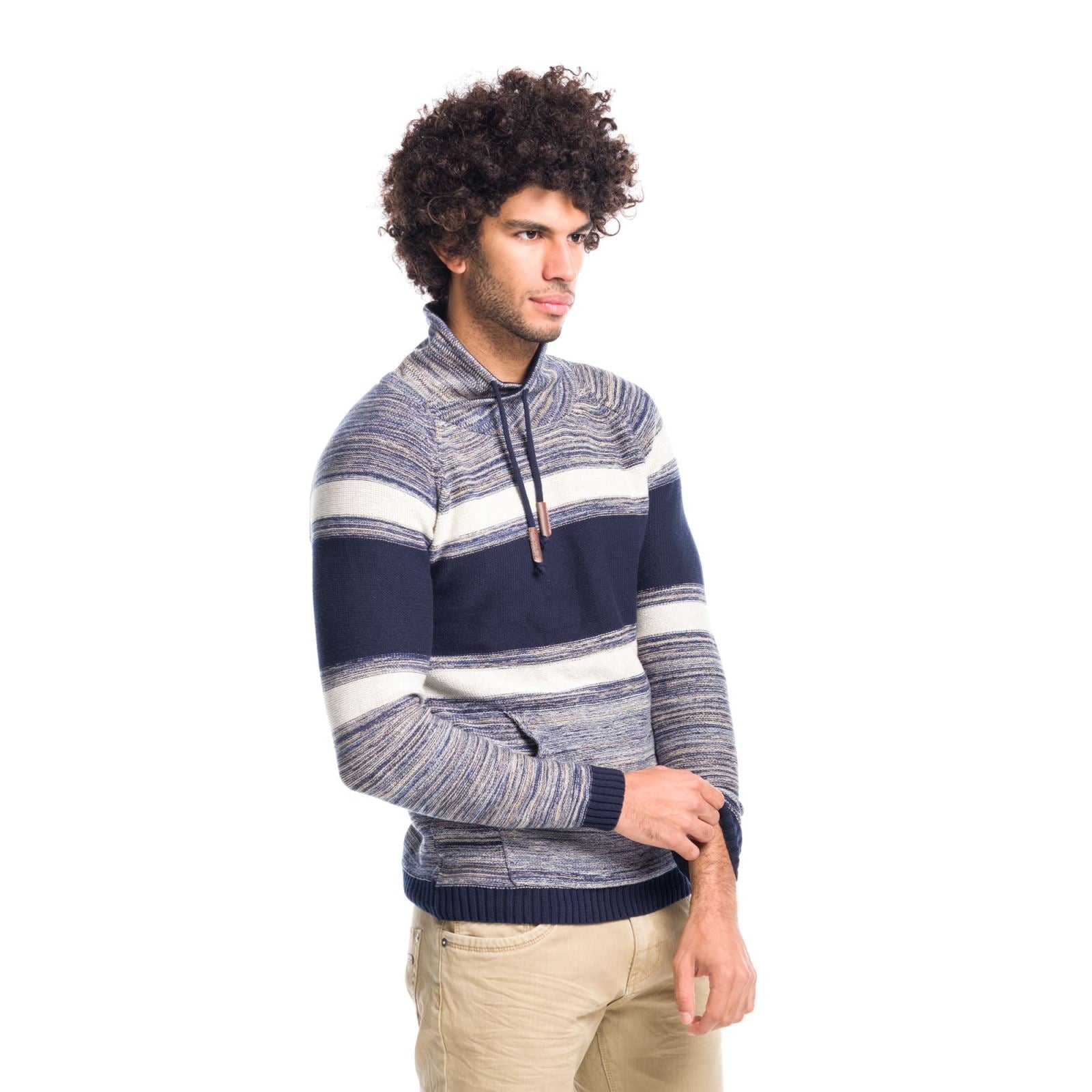 Jersey Tricot de Rayas Hombre Cuello Chimenea – Koroshi 1811TR03