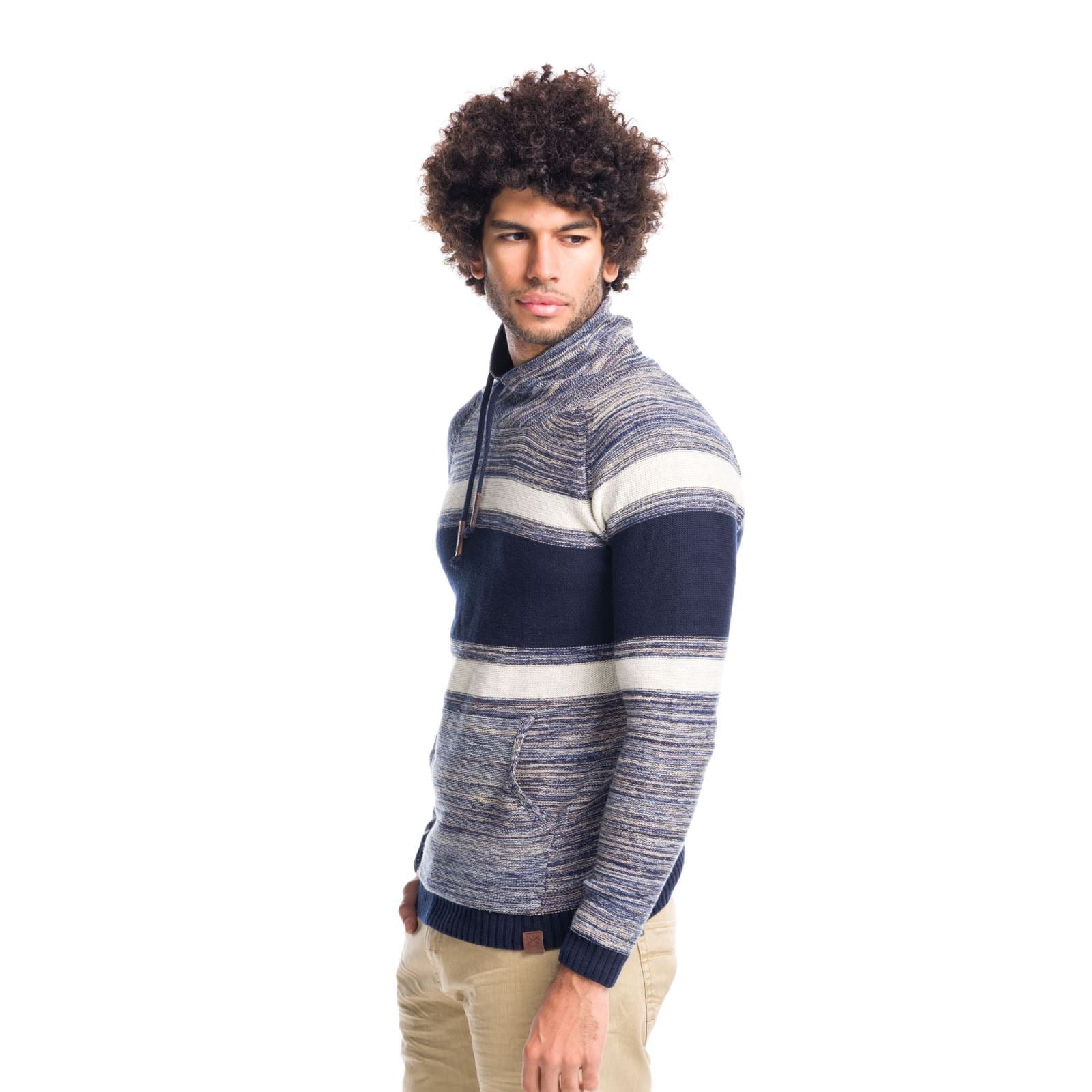 Jersey Tricot de Rayas Hombre Cuello Chimenea – Koroshi 1811TR03