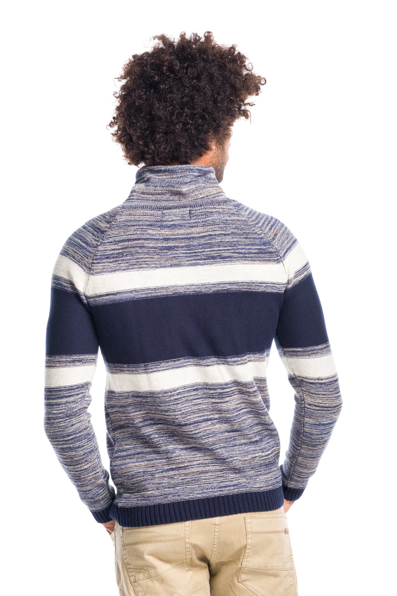Jersey Tricot de Rayas Hombre Cuello Chimenea – Koroshi 1811TR03