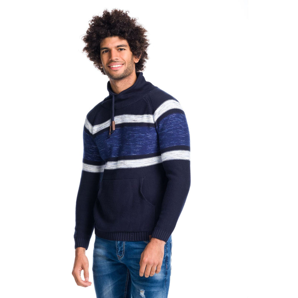 Jersey Tricot de Rayas Hombre Cuello Chimenea – Koroshi 1811TR03