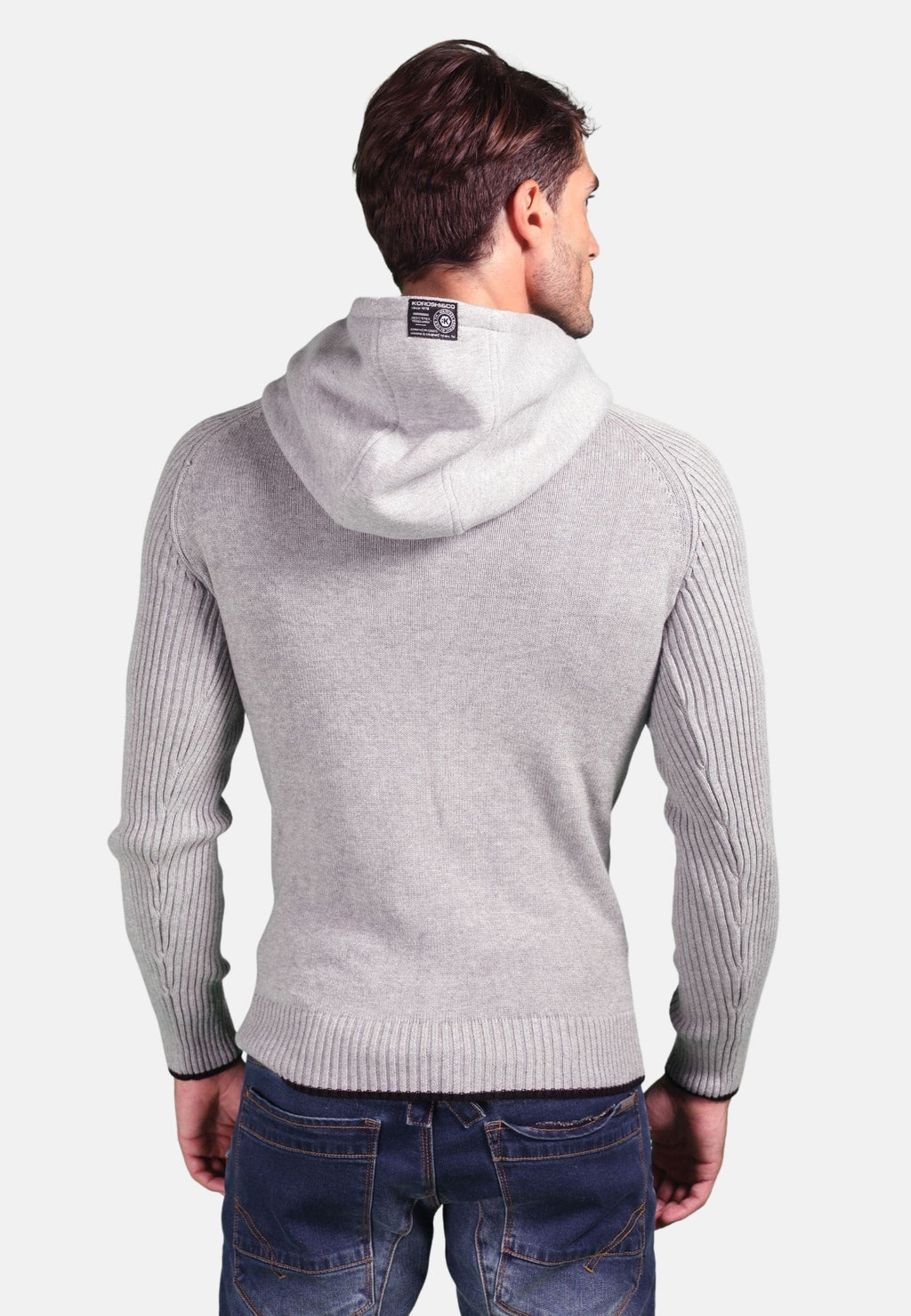 Jersey Tricot con Capucha Hombre Letras Estampadas – Koroshi 1811TR06
