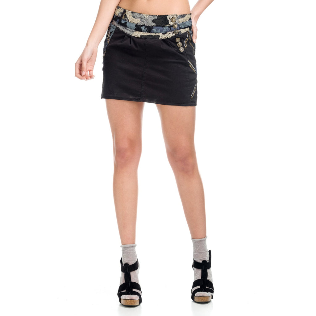 Falda Mini Mujer Étnica con Cintura a Contraste – Koroshi 1812FA06