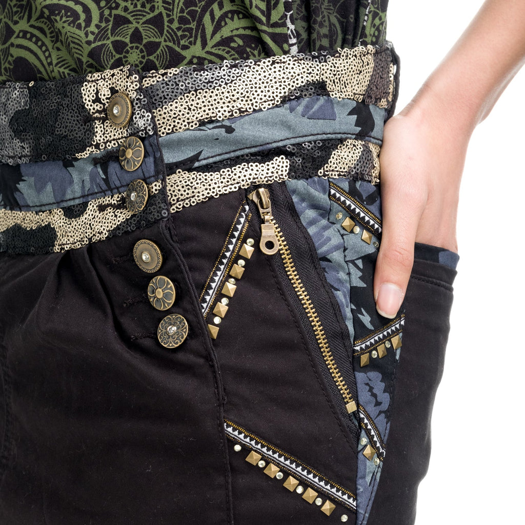 Falda Mini Mujer Étnica con Cintura a Contraste – Koroshi 1812FA06