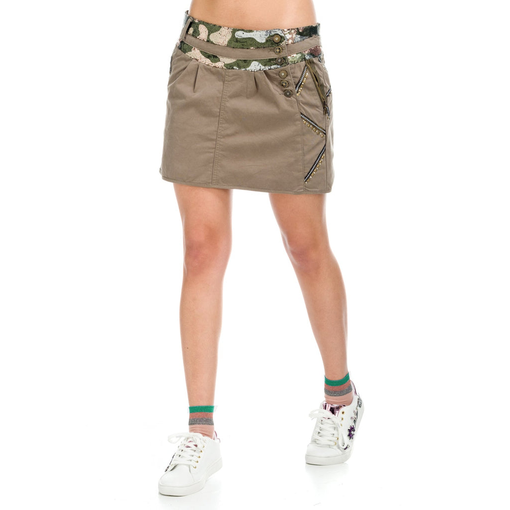 Falda Mini Mujer Étnica con Cintura a Contraste – Koroshi 1812FA06