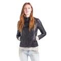 Chaqueta Efecto Piel Cuello Mao con Refuerzos Mujer – Koroshi 1812JA04