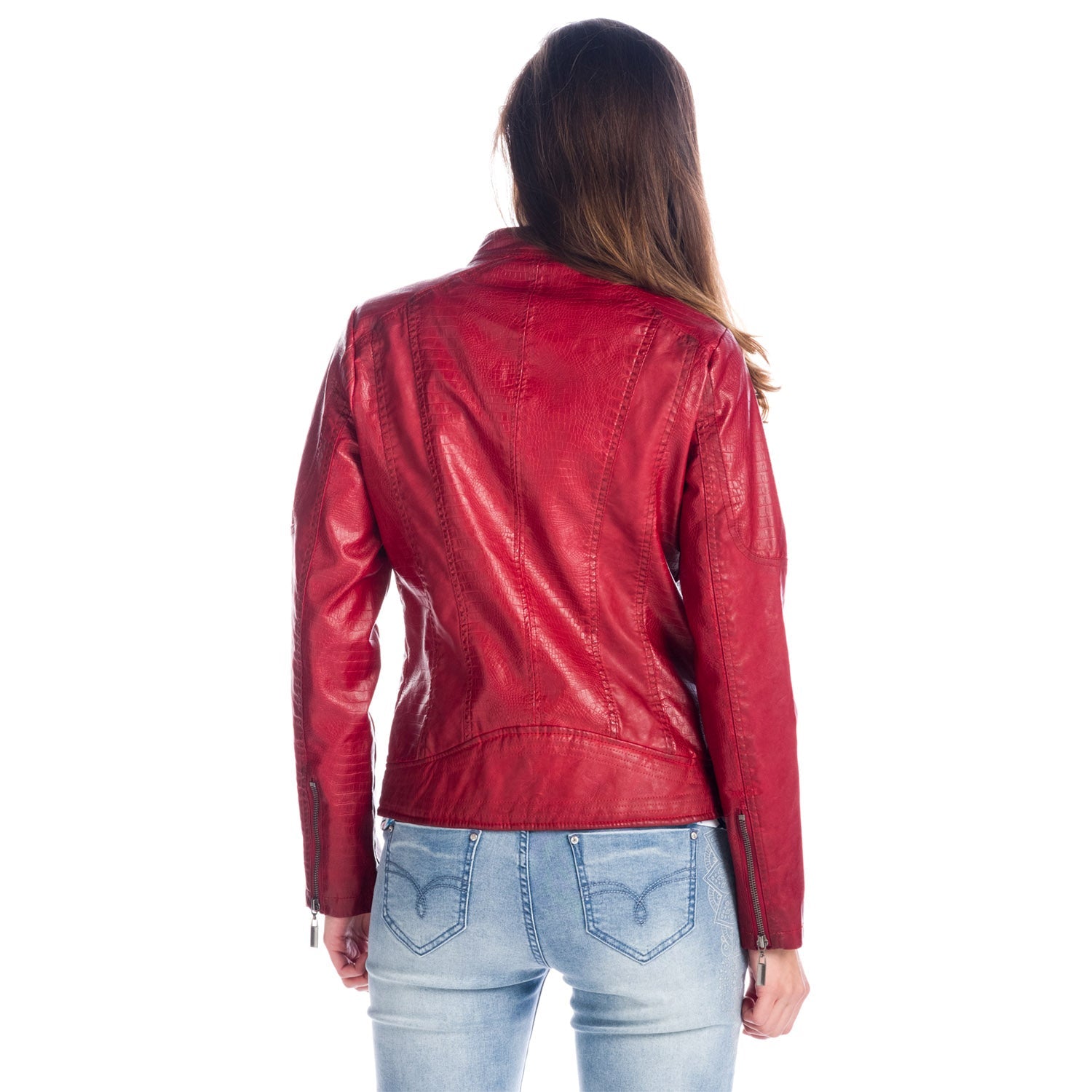 Chaqueta Cazadora Efecto Piel Cuello Mao Animal Print Mujer – Koroshi 1812JA78