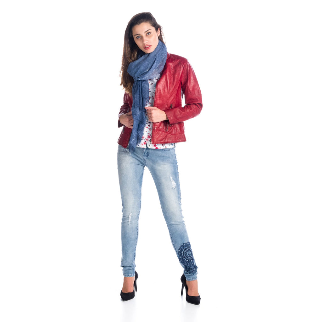 Chaqueta Cazadora Efecto Piel Cuello Mao Animal Print Mujer – Koroshi 1812JA78