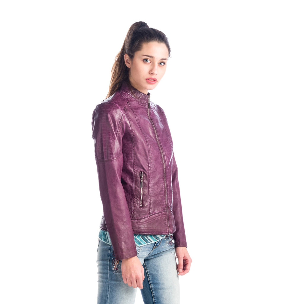 Chaqueta Cazadora Efecto Piel Cuello Mao Animal Print Mujer – Koroshi 1812JA78