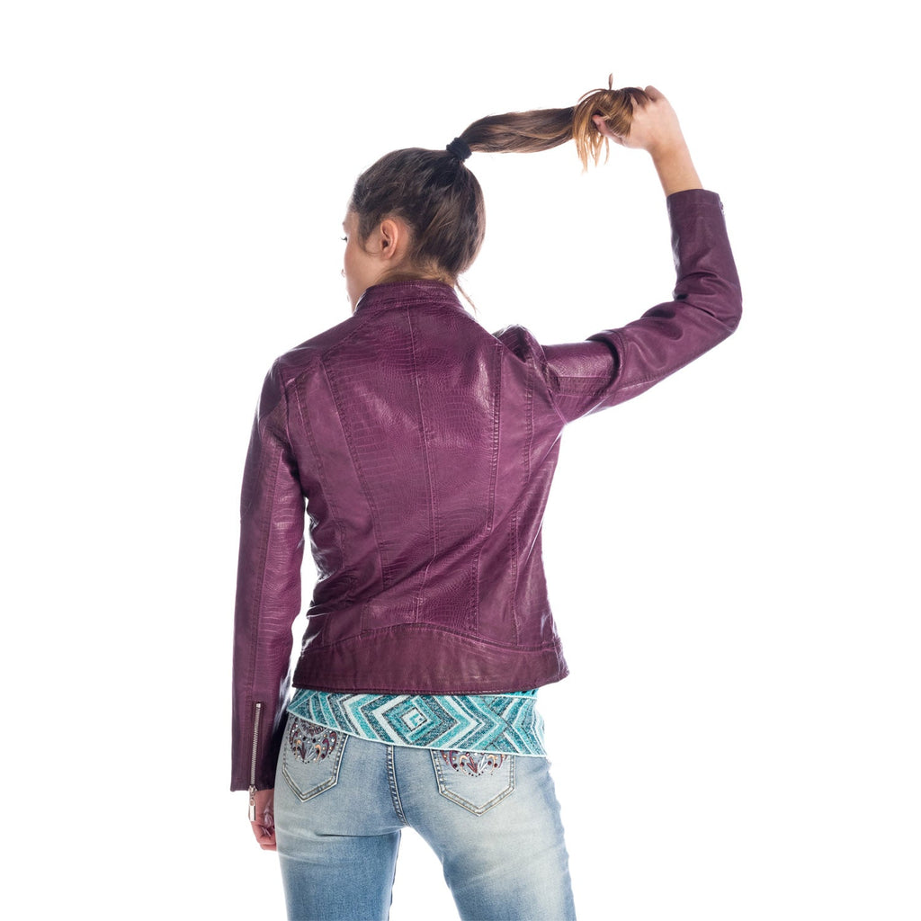 Chaqueta Cazadora Efecto Piel Cuello Mao Animal Print Mujer – Koroshi 1812JA78