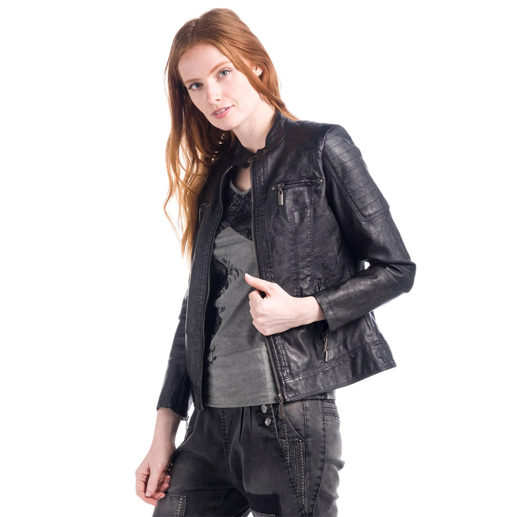 Chaqueta Efecto Piel Mujer Cuello Mao – Koroshi 1812JA91