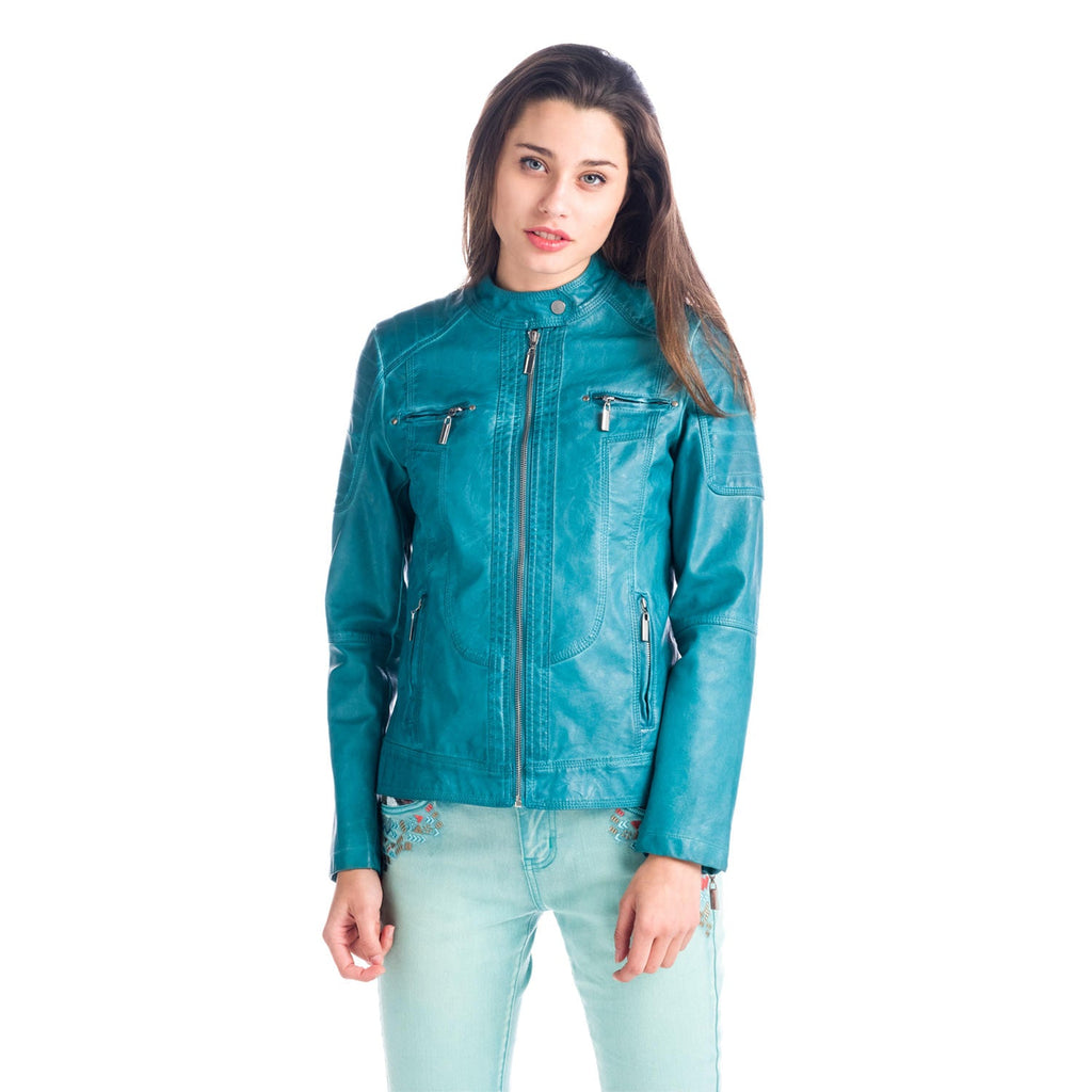 Chaqueta Efecto Piel Mujer Cuello Mao – Koroshi 1812JA91