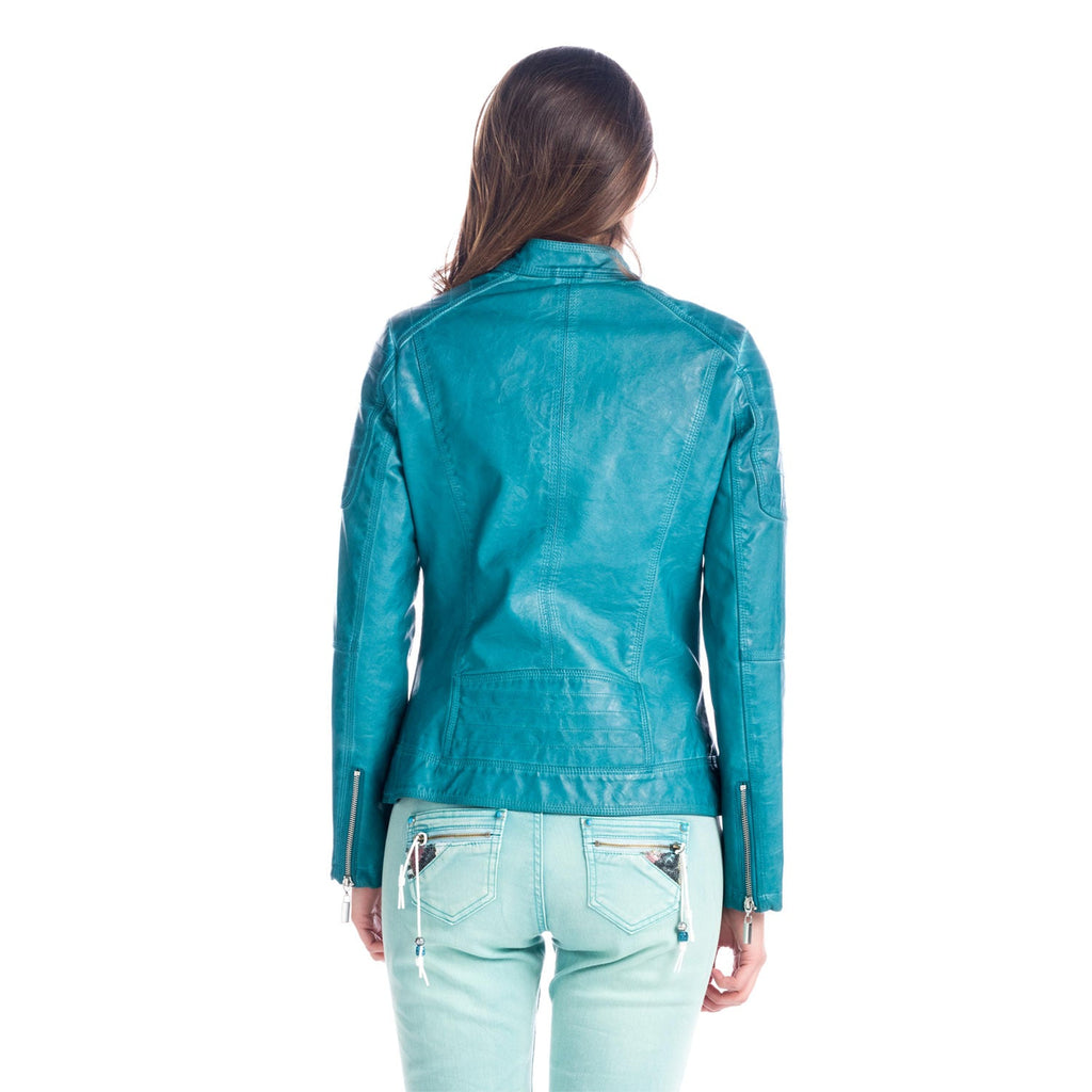 Chaqueta Efecto Piel Mujer Cuello Mao – Koroshi 1812JA91