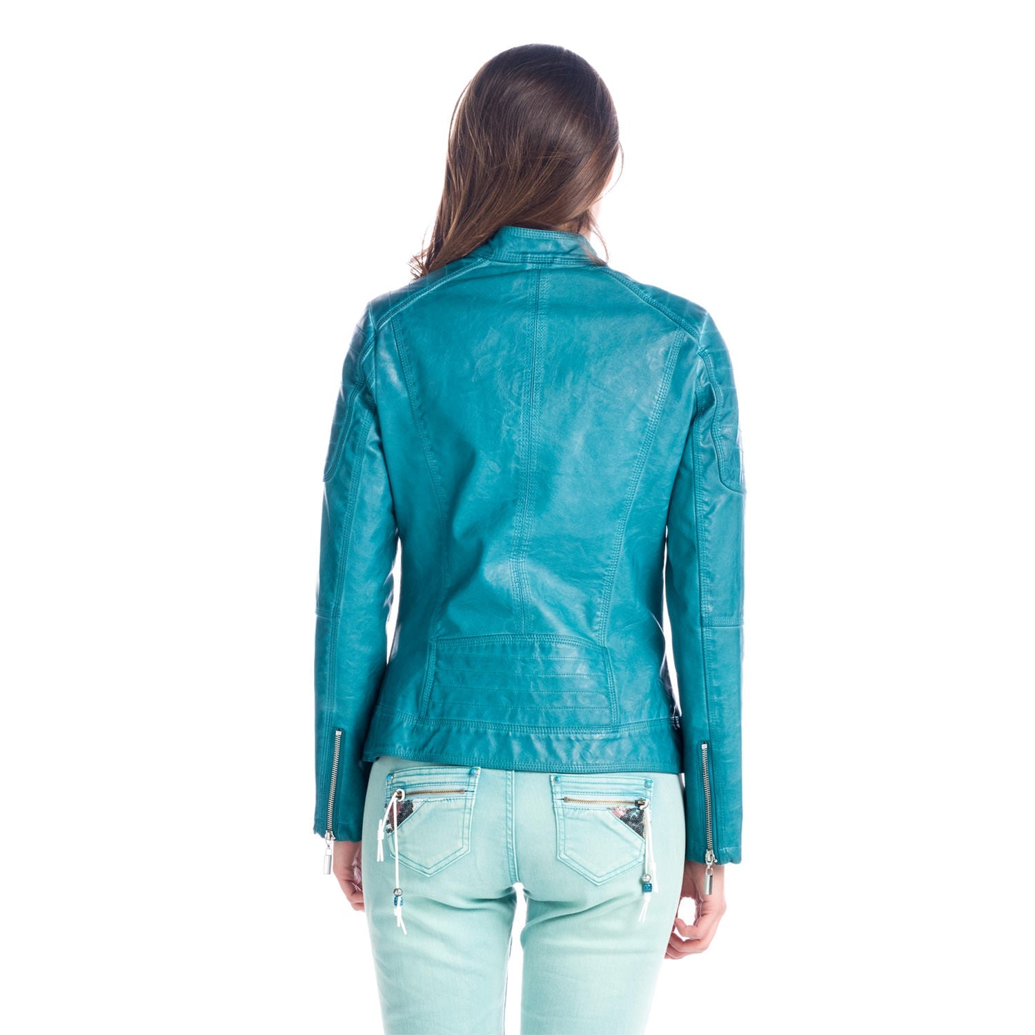 Chaqueta Efecto Piel Mujer Cuello Mao – Koroshi 1812JA91