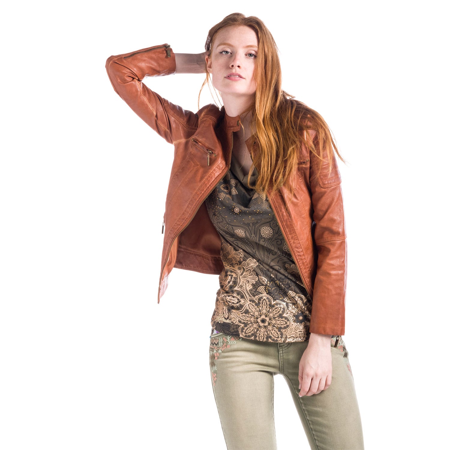 Chaqueta Efecto Piel Mujer Cuello Mao – Koroshi 1812JA91