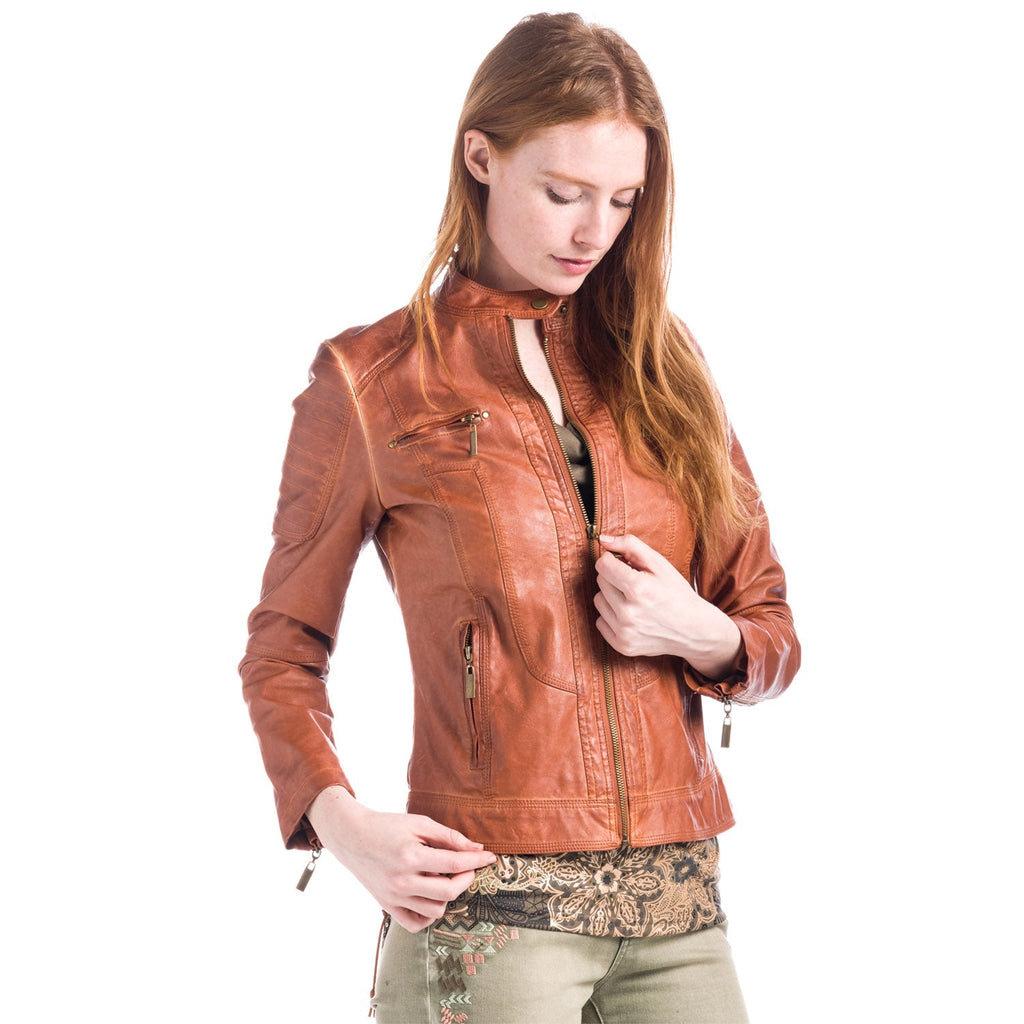 Chaqueta Efecto Piel Mujer Cuello Mao – Koroshi 1812JA91