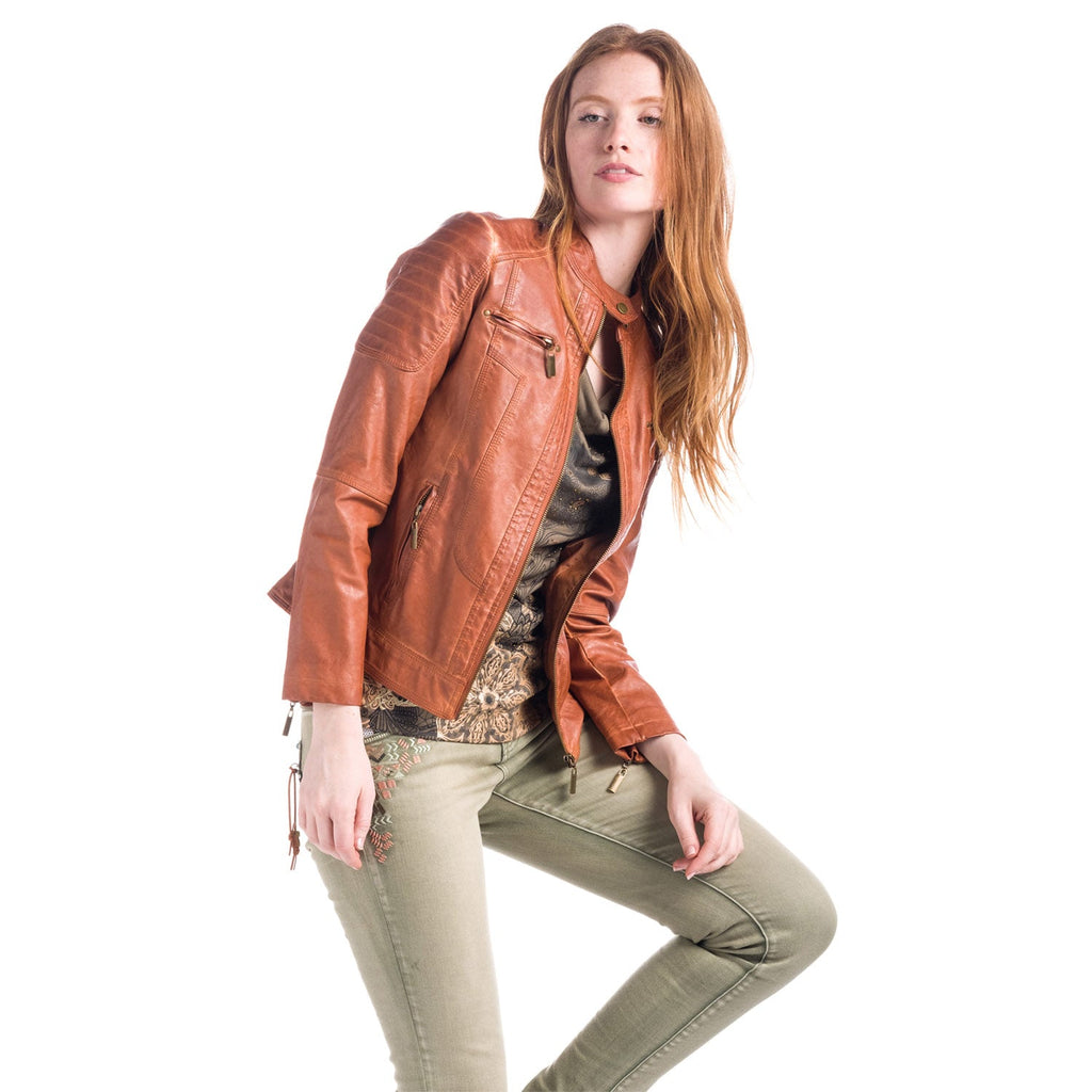 Chaqueta Efecto Piel Mujer Cuello Mao – Koroshi 1812JA91