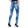 Pantalón Vaquero Pitillo Tiro Alto Mujer con Perlas – Koroshi Azul Medio