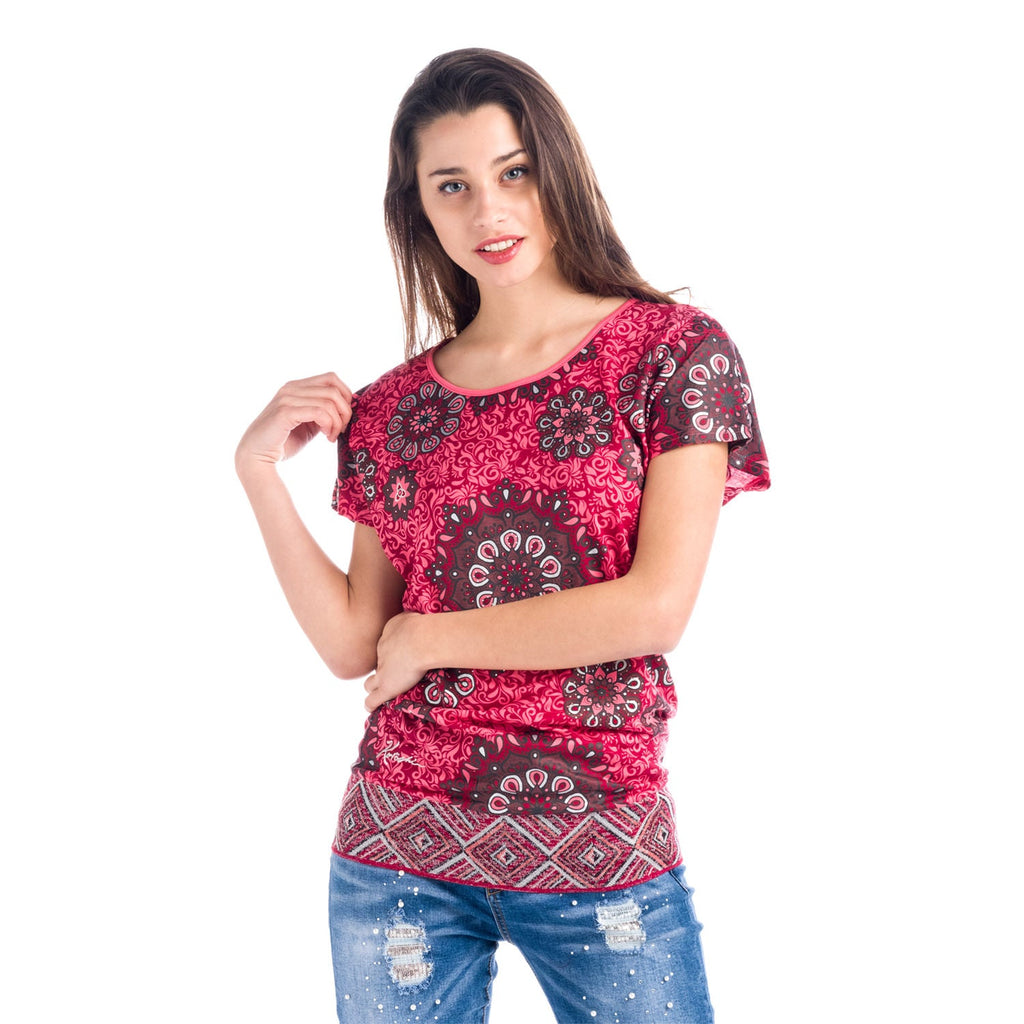 Top Estampado Oversize Cuello Redondo Mujer – Koroshi 1812TP09