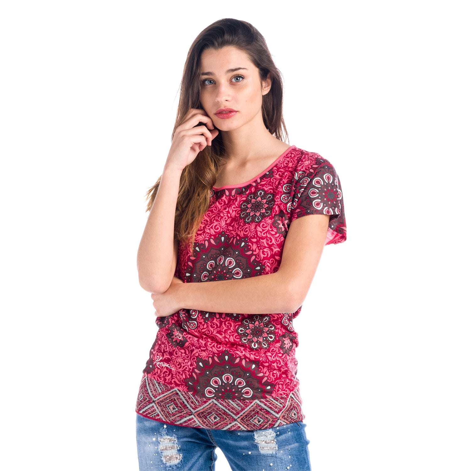 Top Estampado Oversize Cuello Redondo Mujer – Koroshi 1812TP09