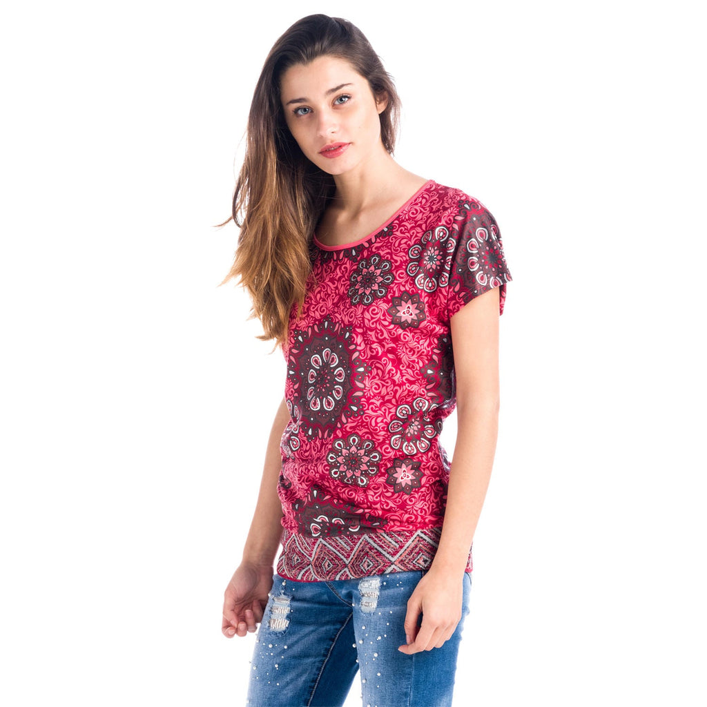 Top Estampado Oversize Cuello Redondo Mujer – Koroshi 1812TP09