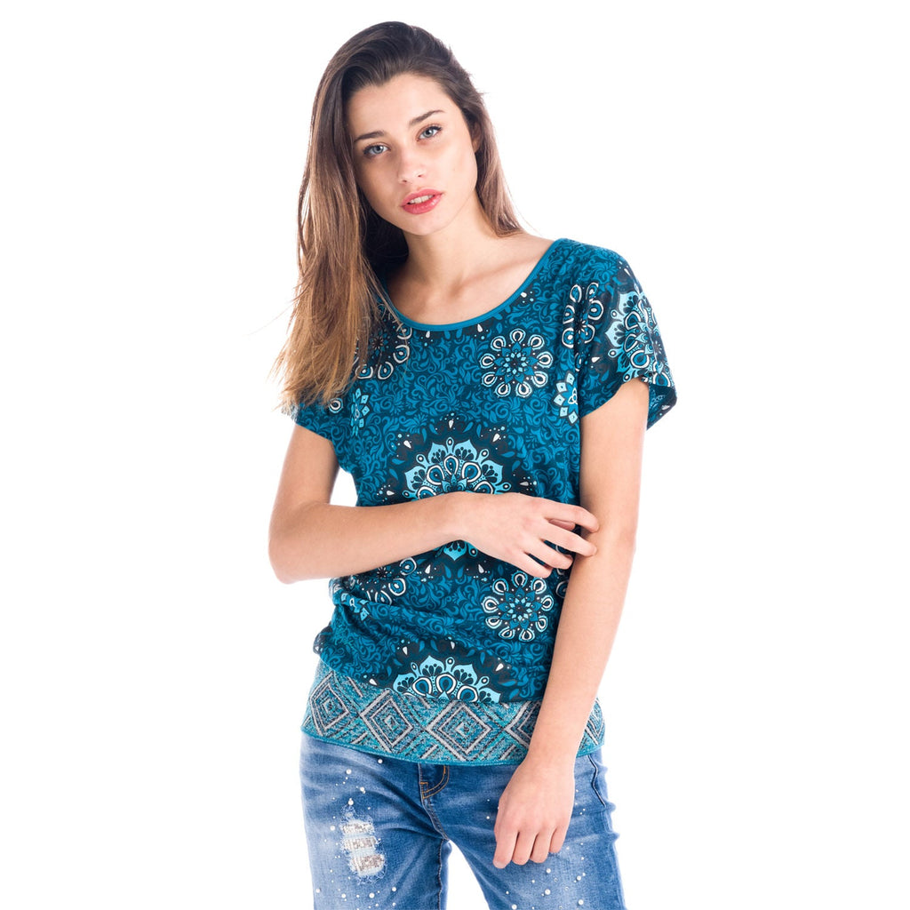 Top Estampado Oversize Cuello Redondo Mujer – Koroshi 1812TP09