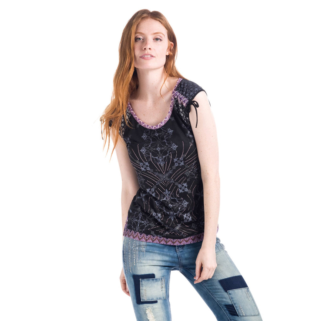 Top Estampado Sin Mangas Mujer con Lazos – Koroshi 1812TP12