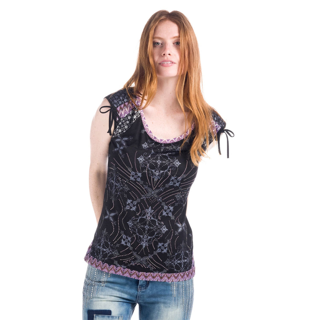 Top Estampado Sin Mangas Mujer con Lazos – Koroshi 1812TP12