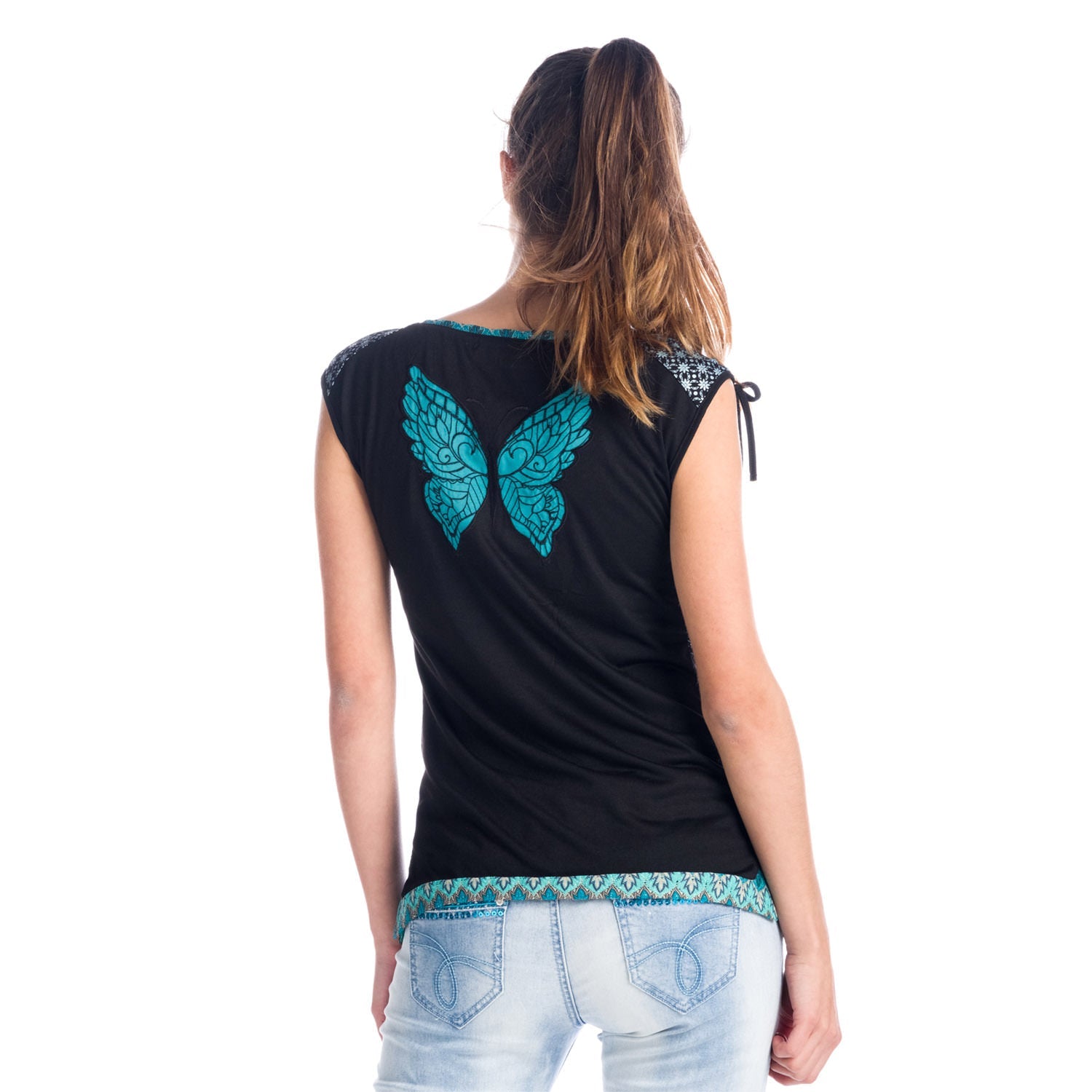 Top Estampado Sin Mangas Mujer con Lazos – Koroshi 1812TP12
