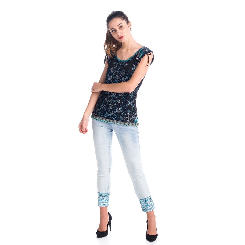 Top Estampado Sin Mangas Mujer con Lazos – Koroshi 1812TP12