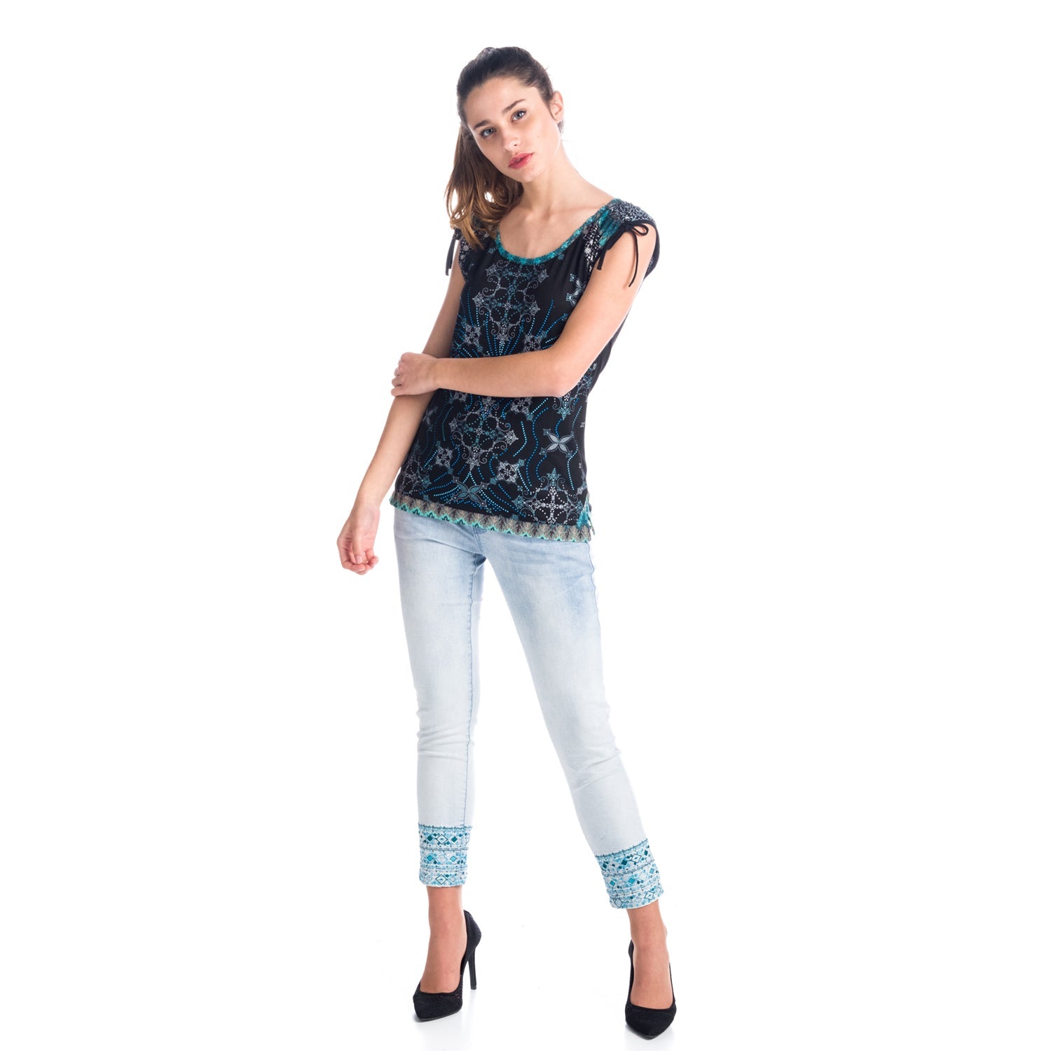 Top Estampado Sin Mangas Mujer con Lazos – Koroshi 1812TP12