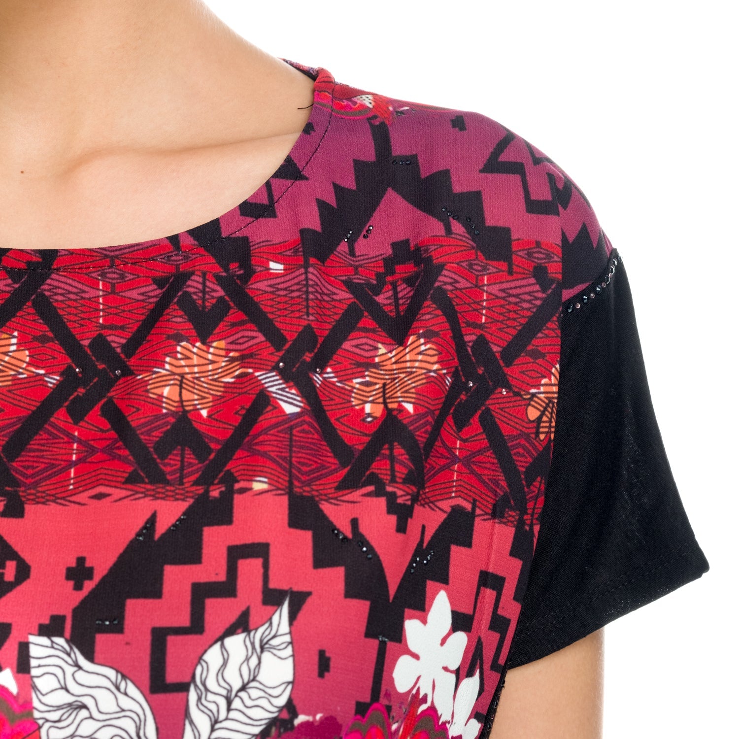 Top Manga Corta Oversize Mujer Estampado Étnico – Koroshi 1812TP20